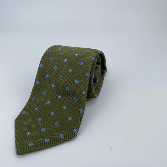 Eton Tie Mens One Size Green‎ Patterned Silk Classic Fit Necktie England Made